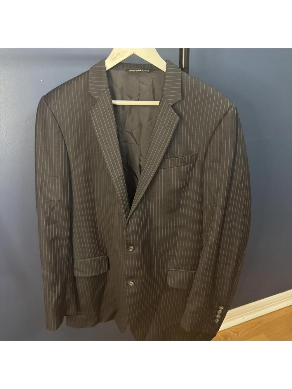 Vintage Pinstriped Wool Sport Coat, Coppley, Rego, Made in Canada, 42W38T